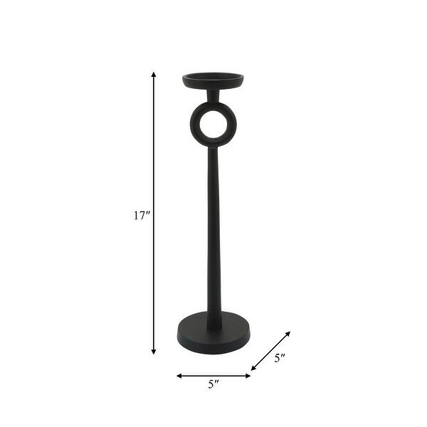 17" Metal Candle Holder Contemporary Black Aluminum Narrow Candle